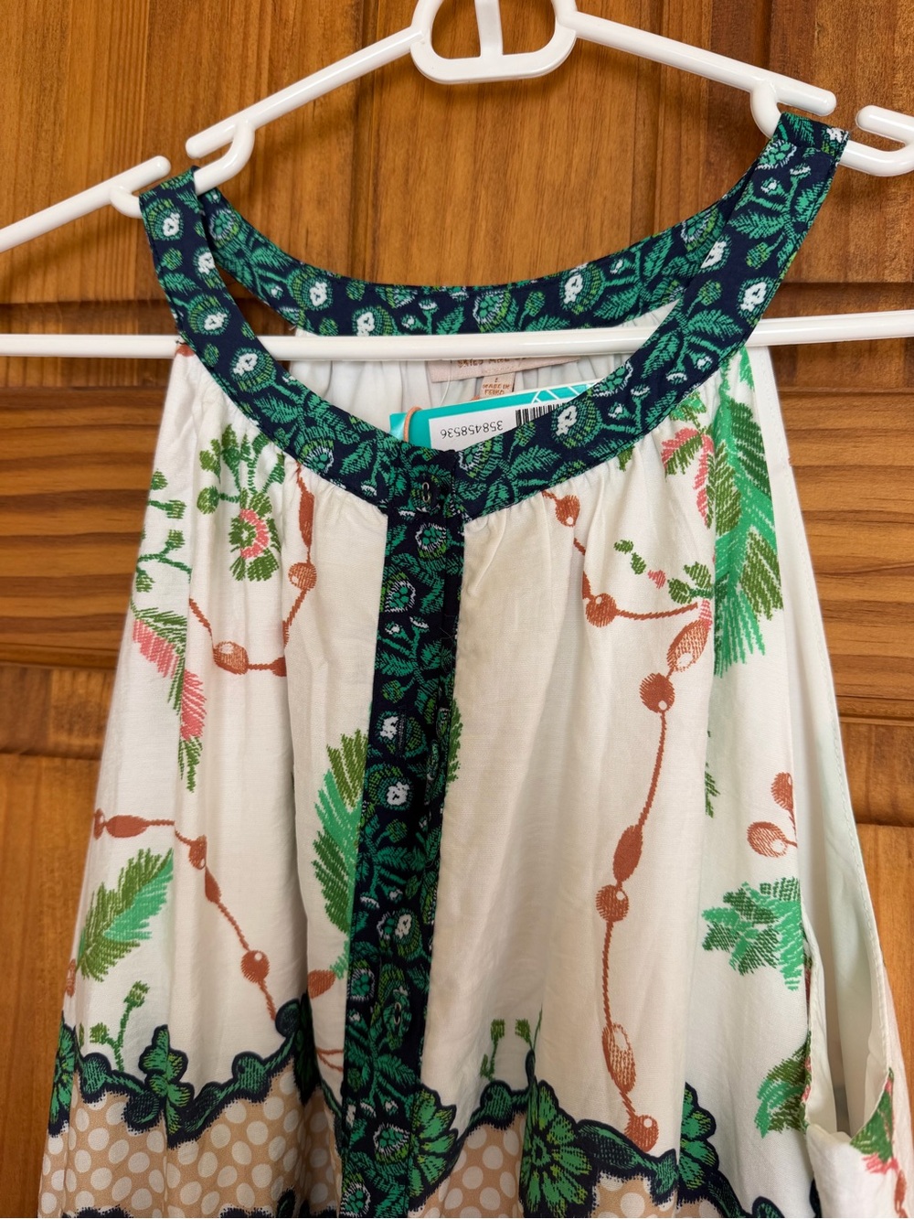 Skies Are Blue White, Green & Navy Floral Halter Maxi Dress - Picture 6 of 12